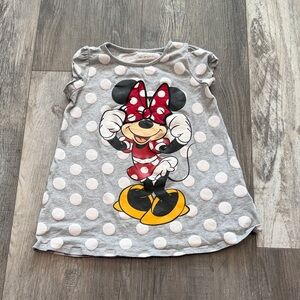 Disney Minnie Mouse Gray Polka Dot Short Sleeve Tee